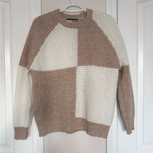 Tahari Two-Tone Knit Sweater - White and Tan